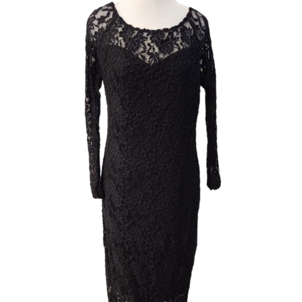 Nicky Minaj Black Lace Cocktail Dress Tea Length